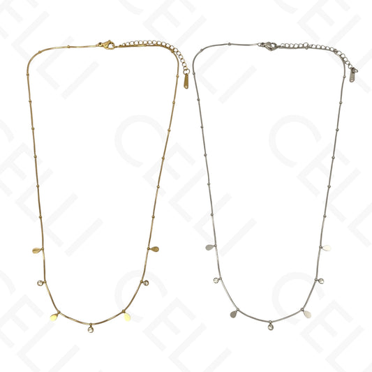 Collar/Pulsera de acero - mini gota con brillantes