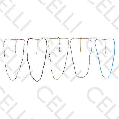 不锈钢项链 - 天然石材 2mm