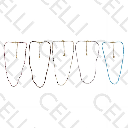 不锈钢项链 - 天然石材 2mm