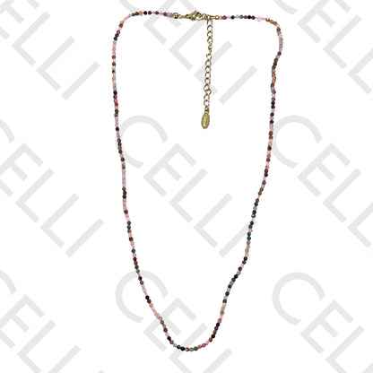 不锈钢项链 - 天然石材 2mm