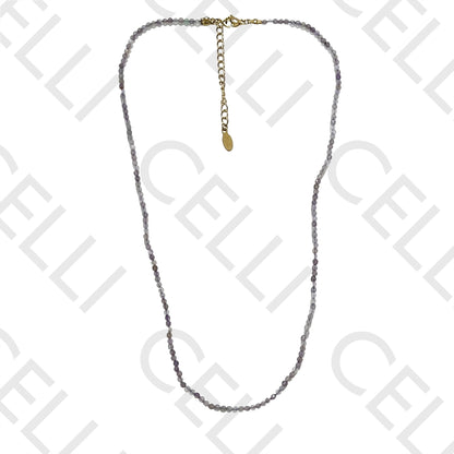 不锈钢项链 - 天然石材 2mm