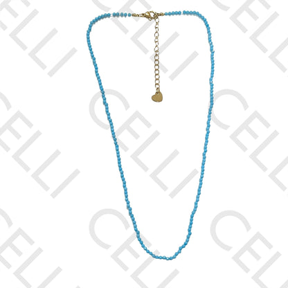 不锈钢项链 - 天然石材 2mm