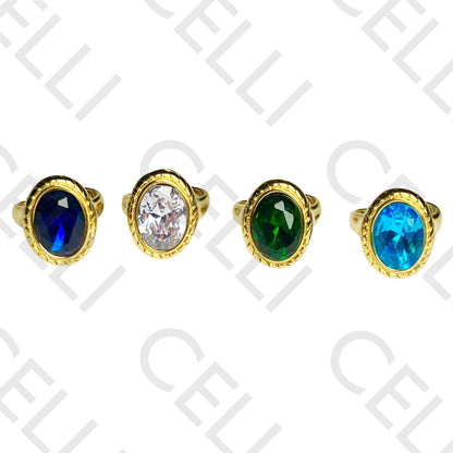 Anillo de acero con detalle de óvalo brillante