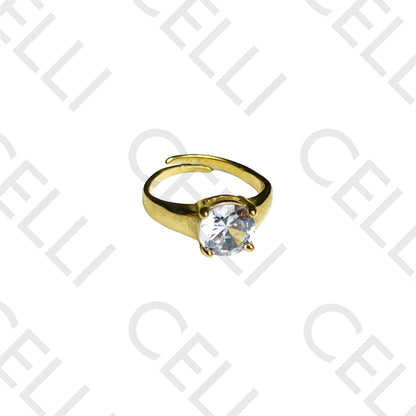 Steel Ring - with round brilliant