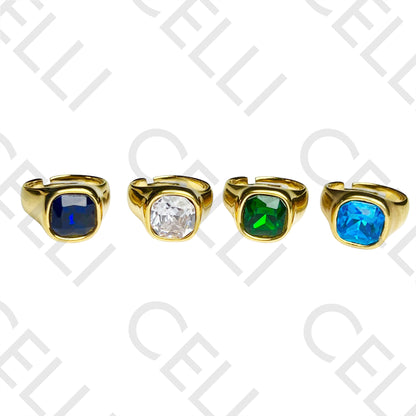 Steel Ring - with square brilliant