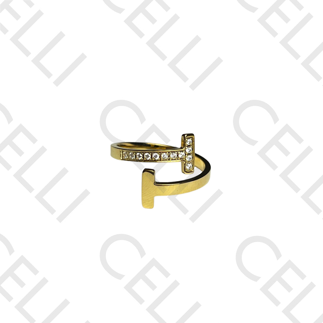 Anillo de Acero (fino) - TT con diamantes