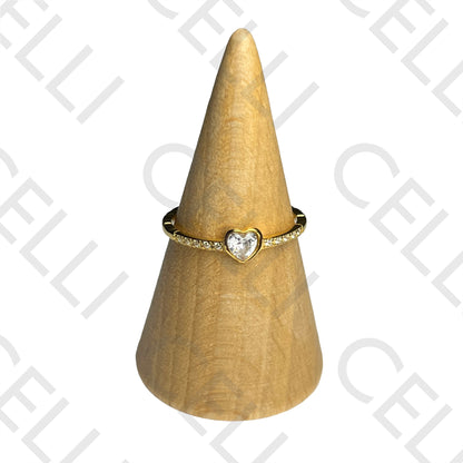 Steel Ring (thin) - heart with brilliants