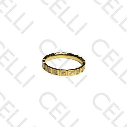 Steel Ring (thin) - square with brilliants