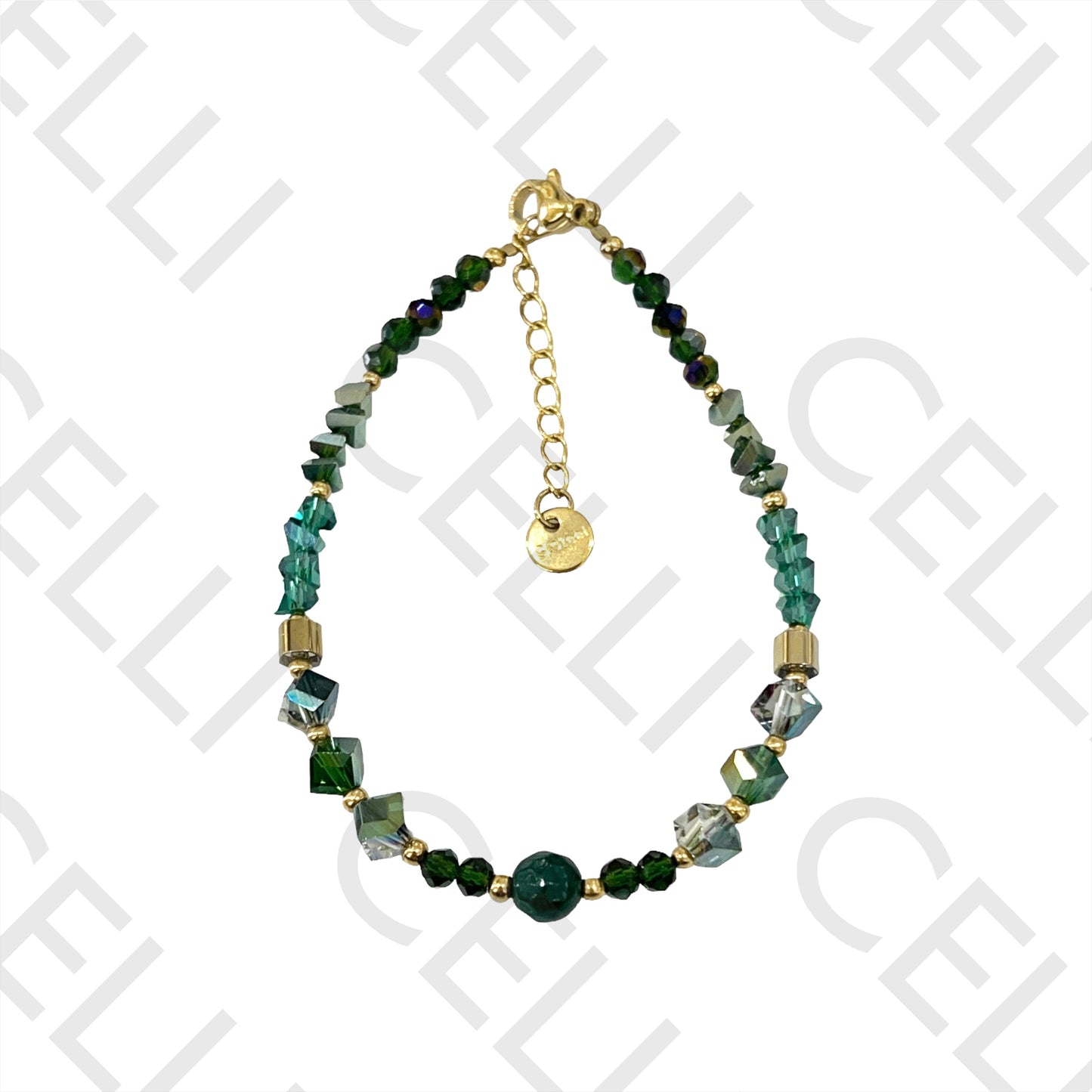 不锈钢手链 - 刻面水晶和天然石头