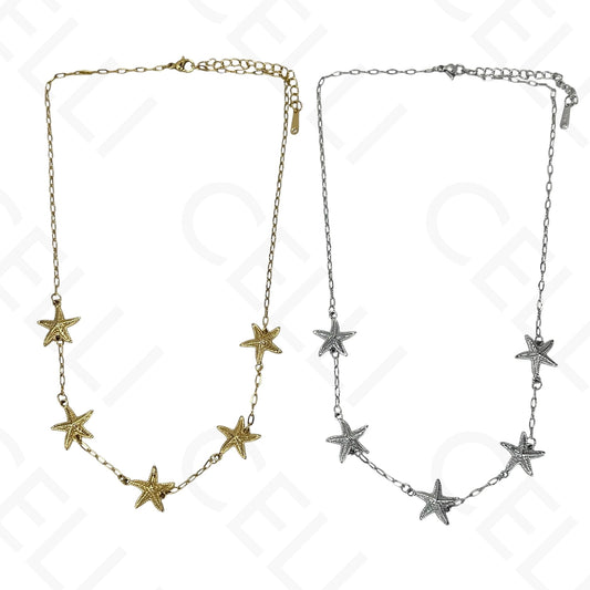 Steel necklace - 7 saint medals