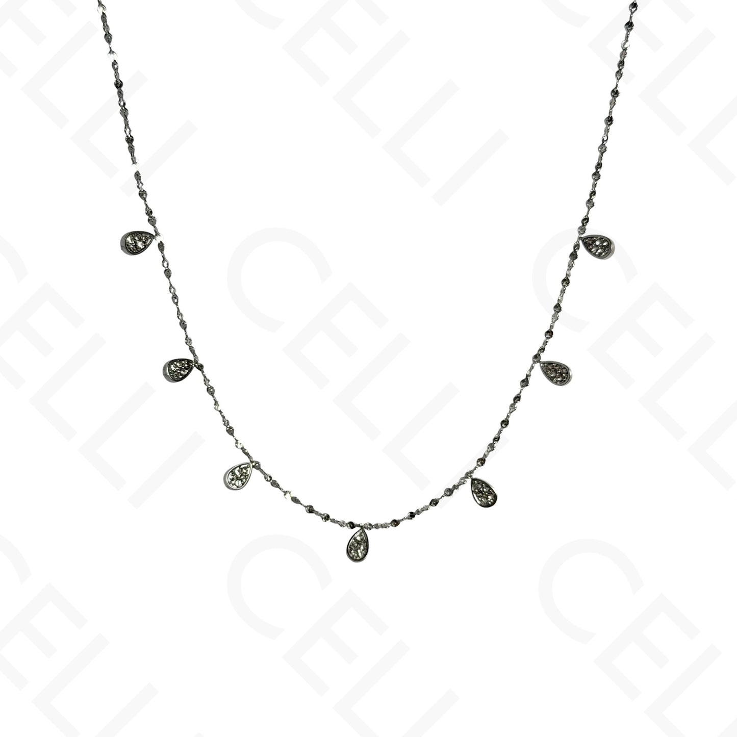 Steel Necklace - Mini Drop with Rhinestones