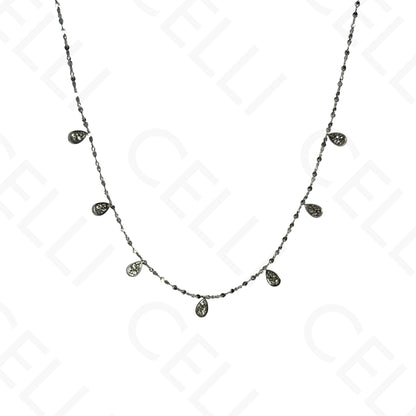 Steel Necklace - Mini Drop with Rhinestones