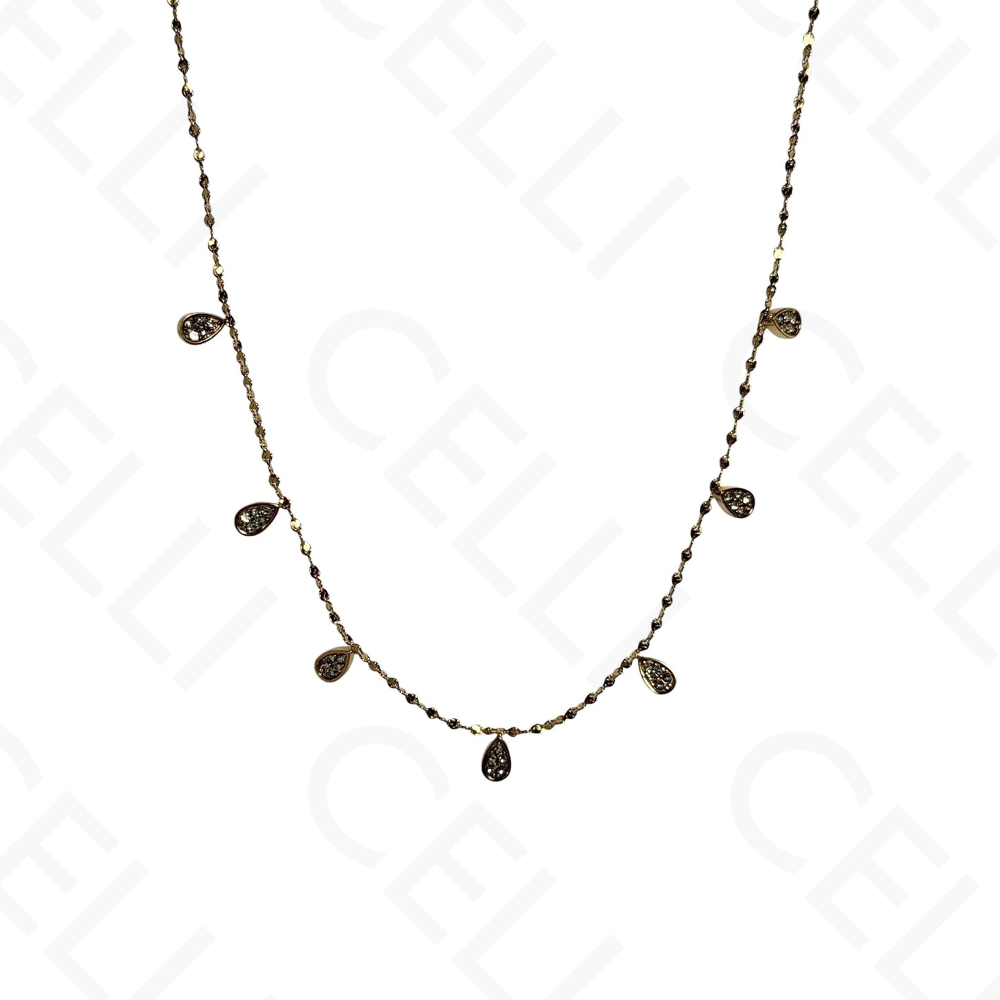 Steel Necklace - Mini Drop with Rhinestones