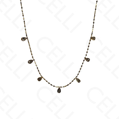 Steel Necklace - Mini Drop with Rhinestones