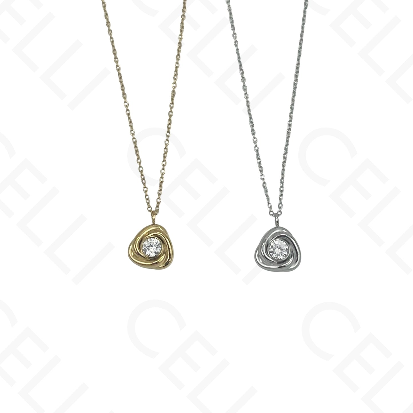 Steel Necklace - Triangular with Rhinestone