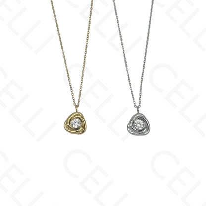 Steel Necklace - Triangular with Rhinestone