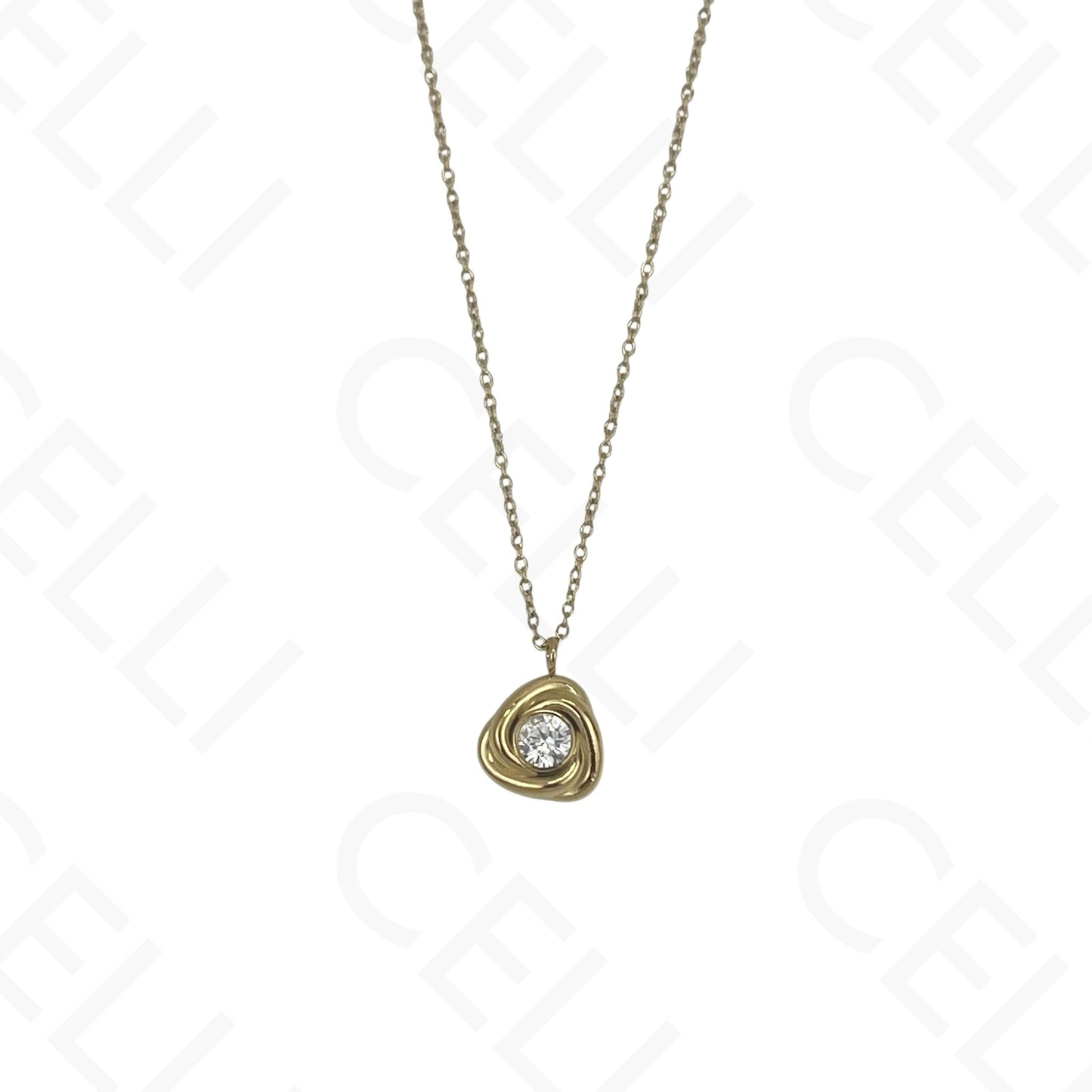 Steel Necklace - Triangular with Rhinestone