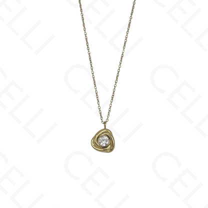 Steel Necklace - Triangular with Rhinestone