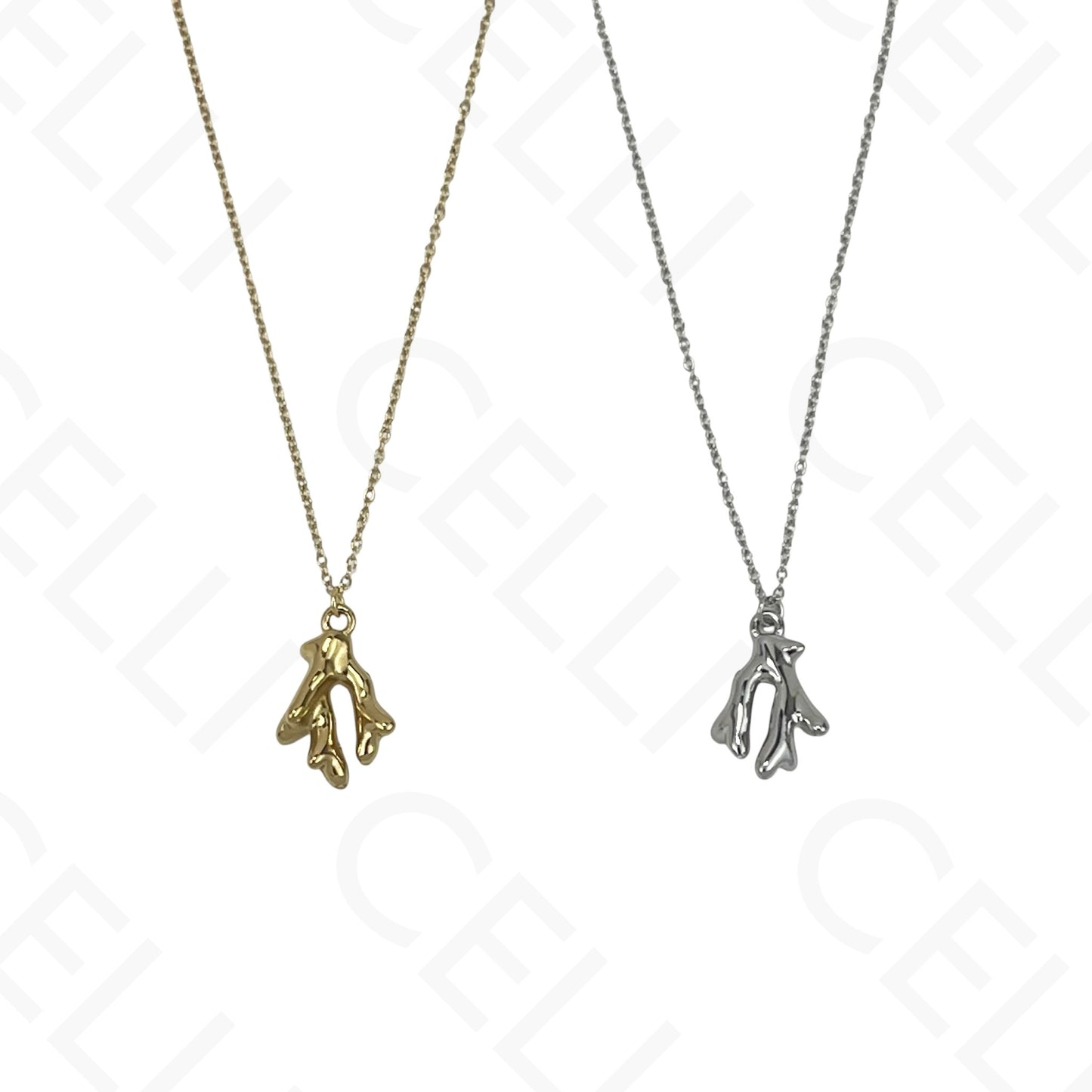 Steel Necklace - coral