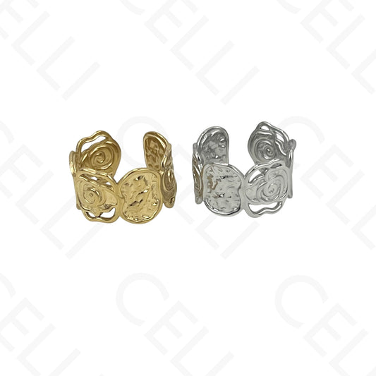 Anillo de Acero Ajustable - rosa martillada