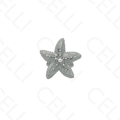 Anel de Aço Ajustável - estrela do mar com pérola