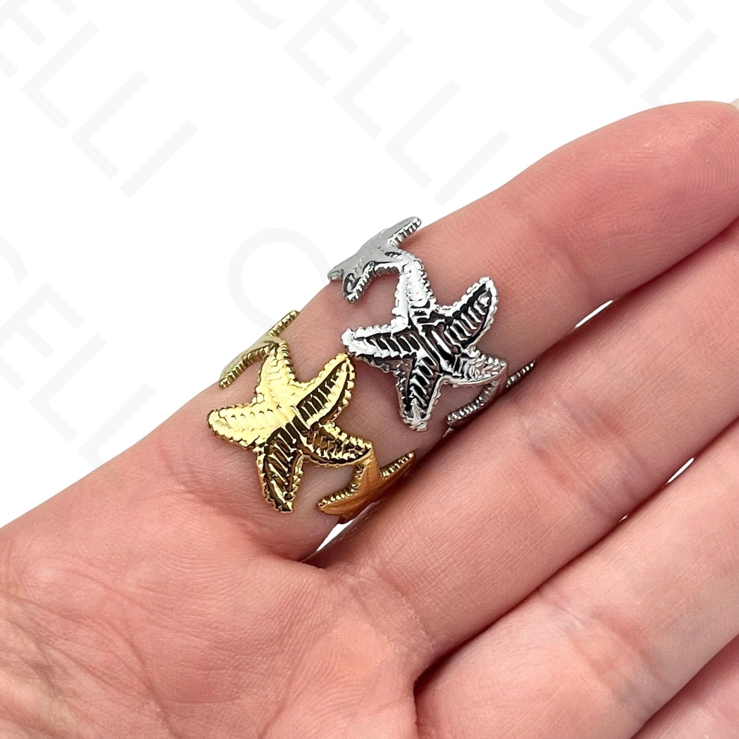 Anel de Aço Ajustável - estrelas do mar