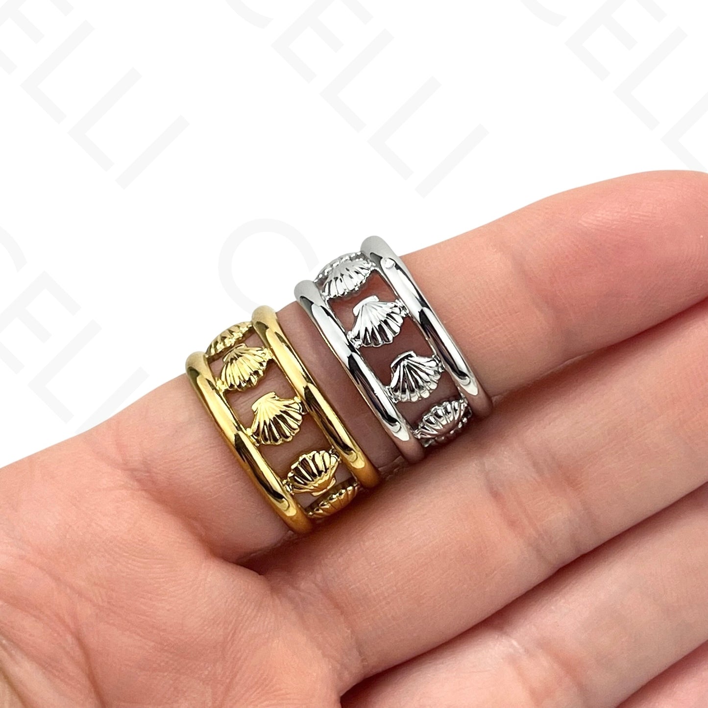 Anillo de Acero Ajustable - conchas