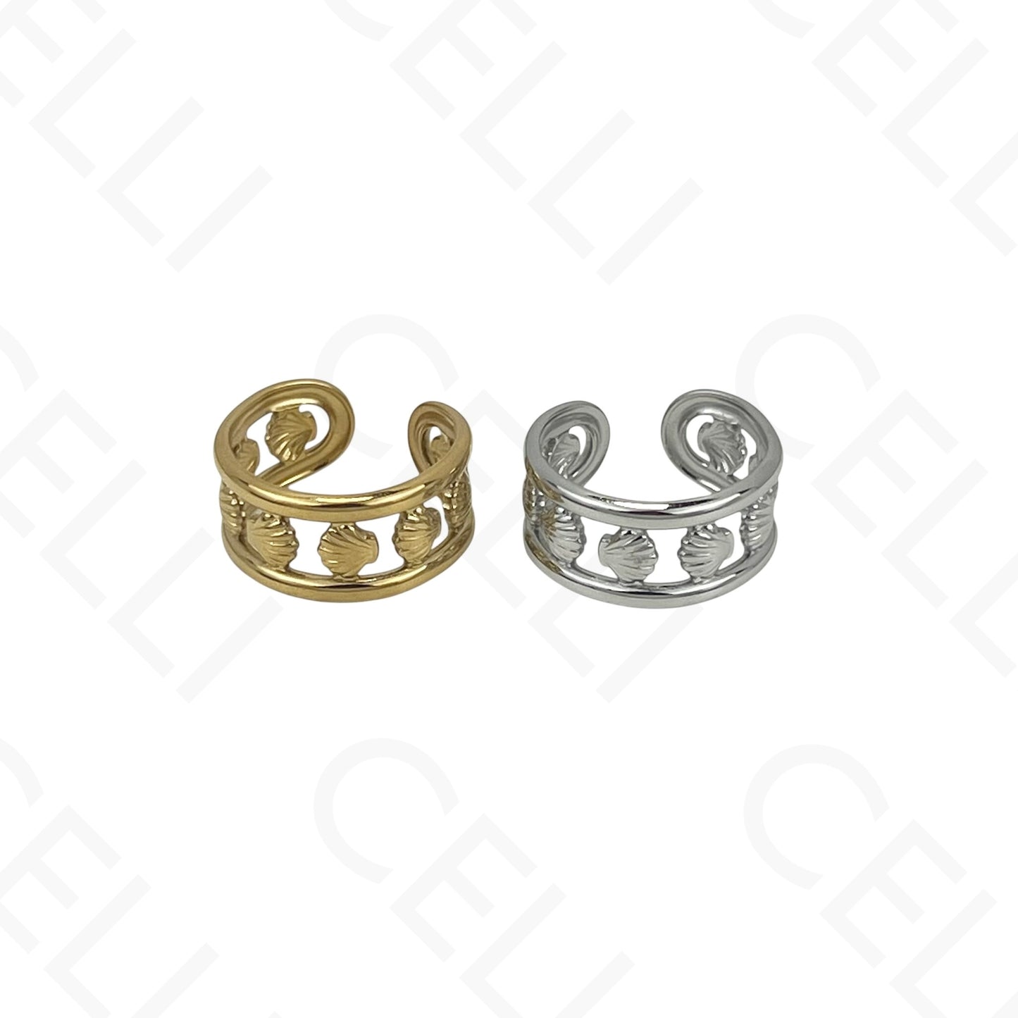 Anillo de Acero Ajustable - conchas