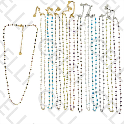 Colar de Aço simples - pedras naturais facetadas