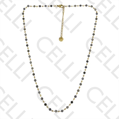 Colar de Aço simples - pedras naturais facetadas