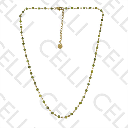 Colar de Aço simples - pedras naturais facetadas