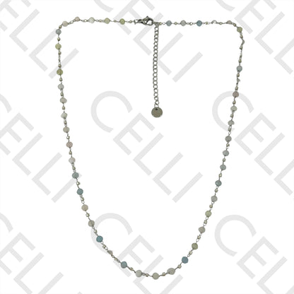 Colar de Aço simples - pedras naturais facetadas