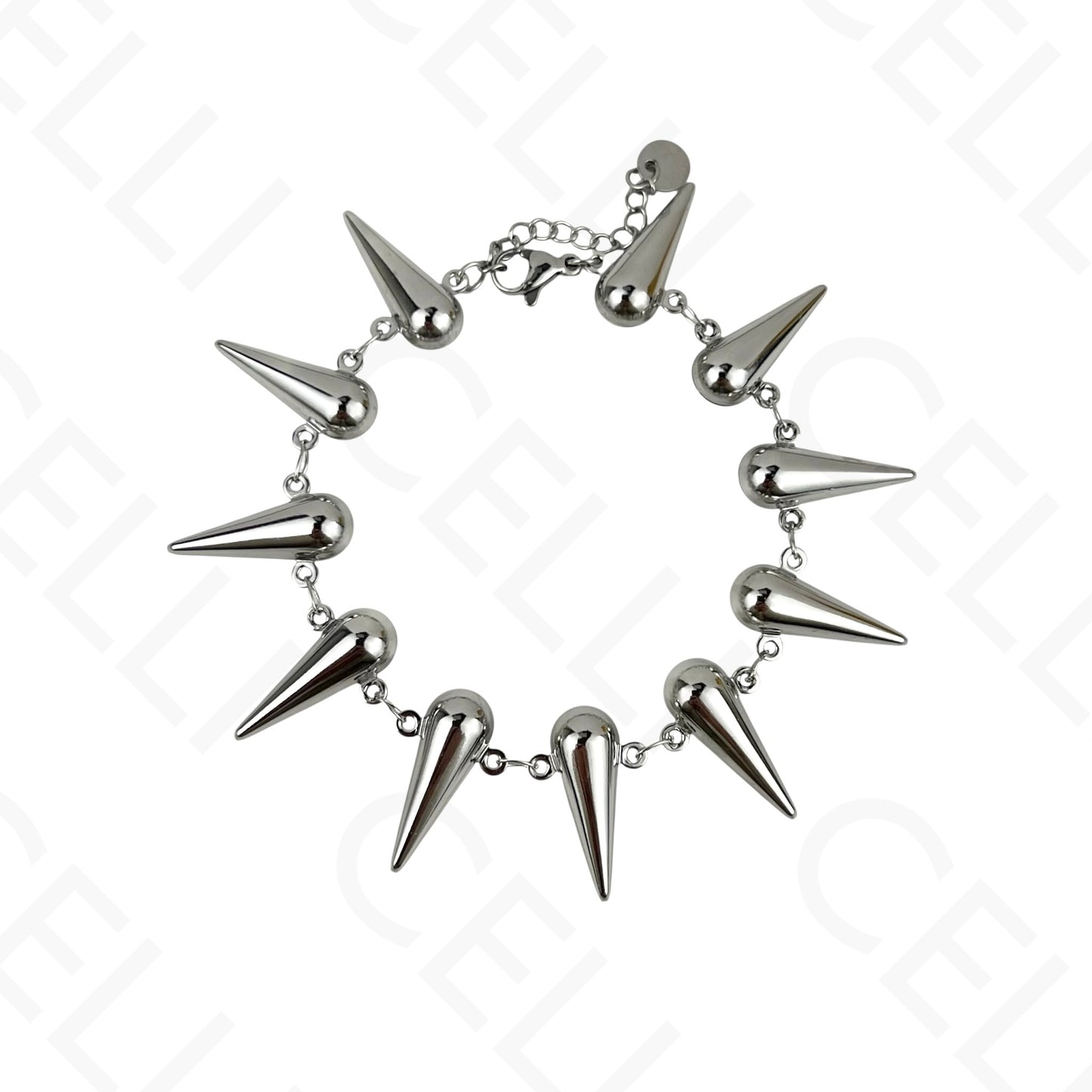 Steel necklace - square with mother-of-pearl