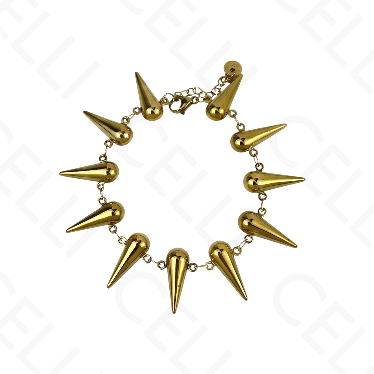 Steel necklace - square with mother-of-pearl