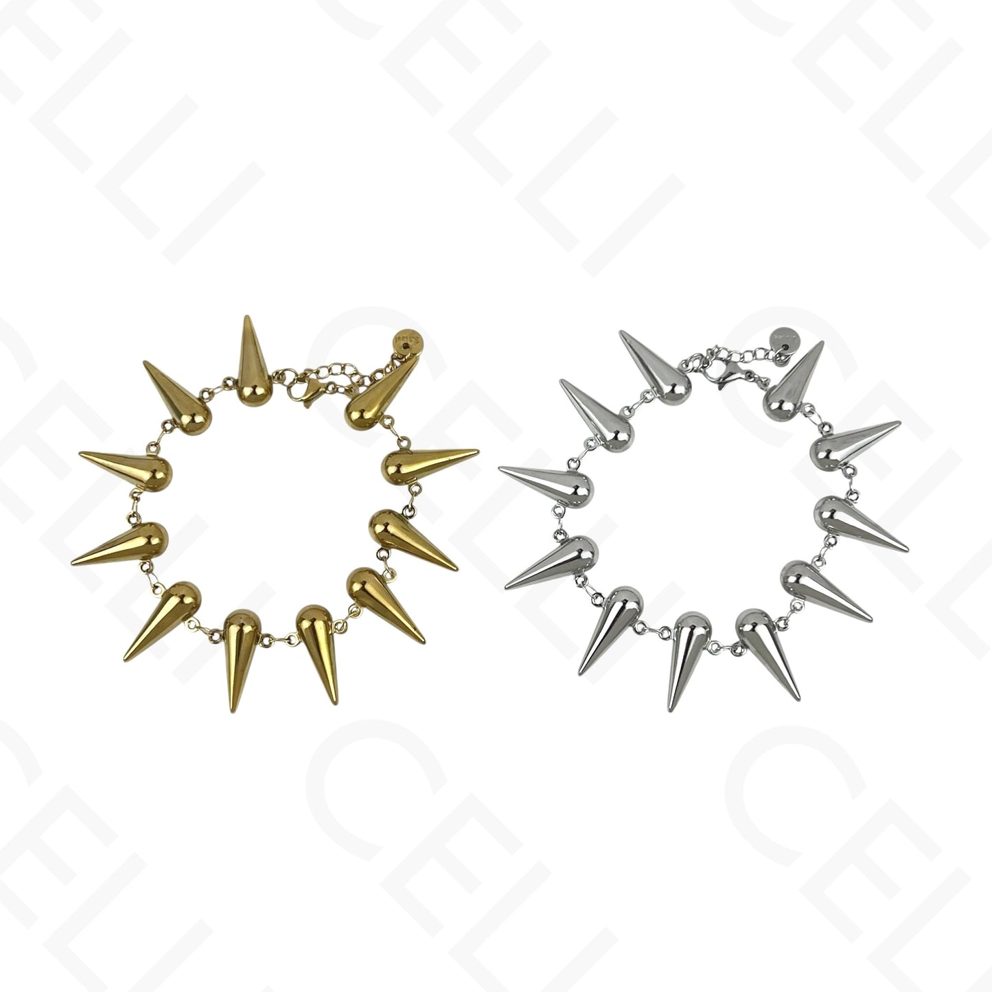 Steel necklace - square with mother-of-pearl