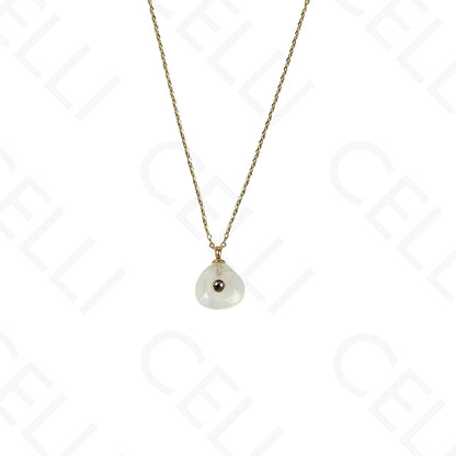 Colar de aço - pedra natural triângulo com brilhante (6 cores)