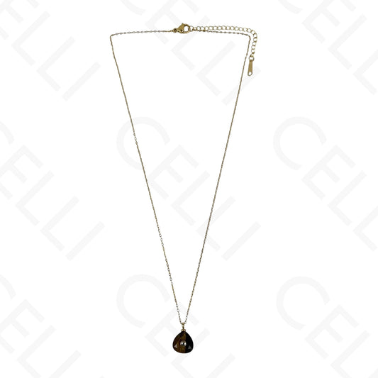 Collar de acero - piedra natural en forma de triángulo con brillante (6 colores)