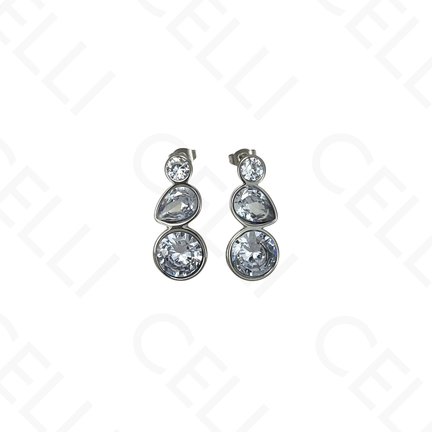 Brinco de aço - com brilhantes irregulares