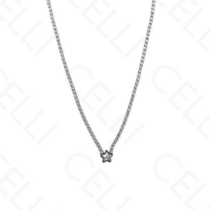 钢制项链 - 带母贝的方形