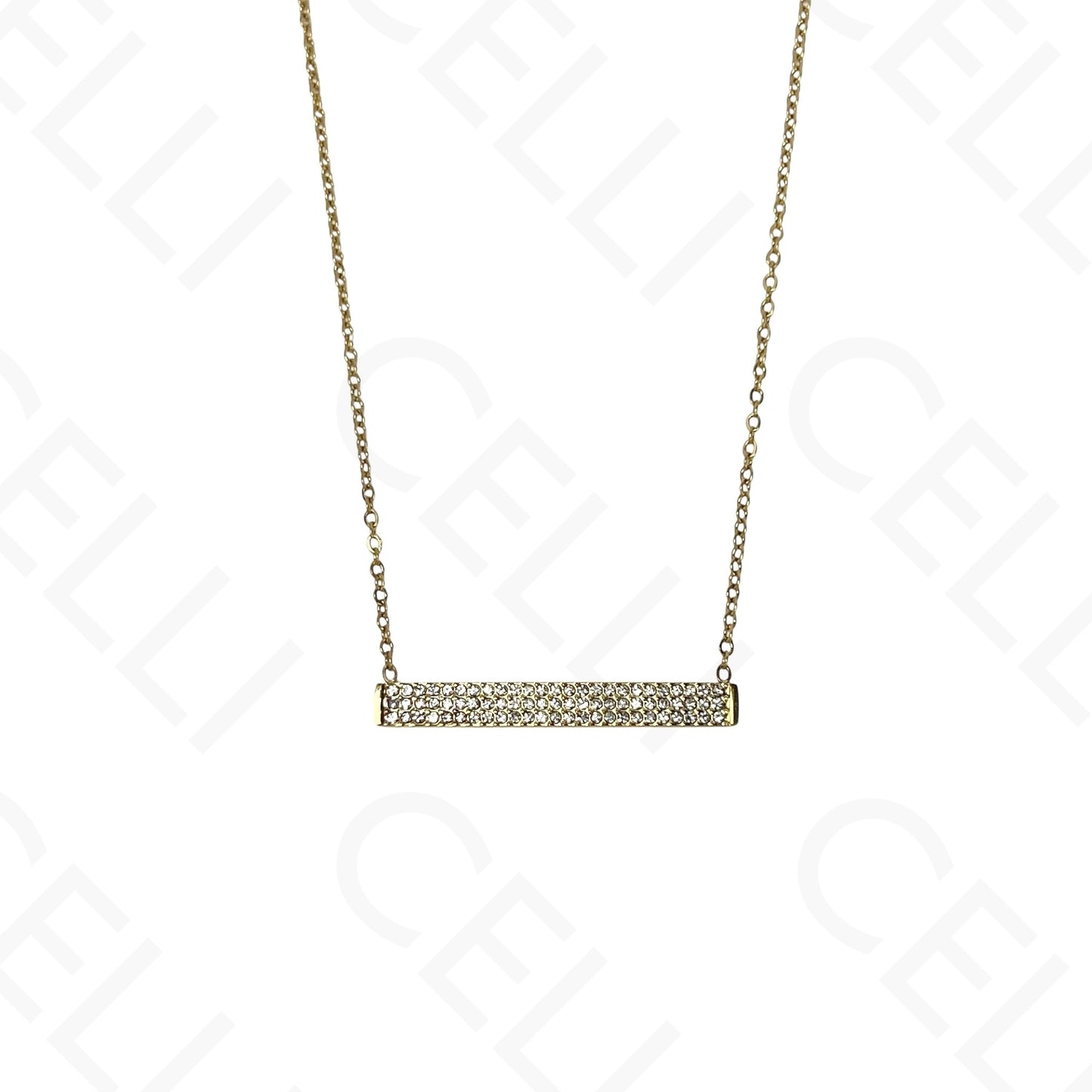 钢制项链 - 带母贝的方形