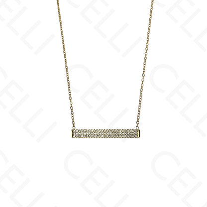 钢制项链 - 带母贝的方形