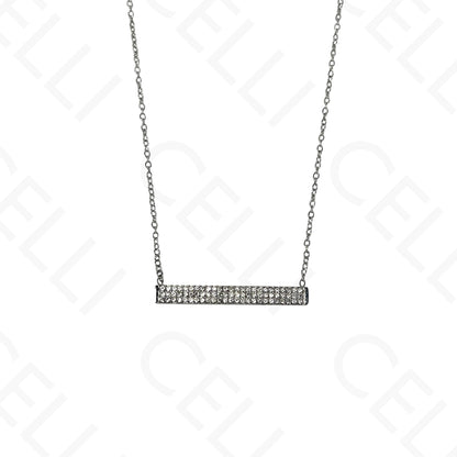 钢制项链 - 带母贝的方形