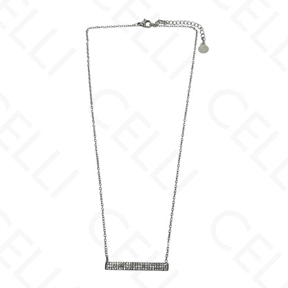 钢制项链 - 带母贝的方形