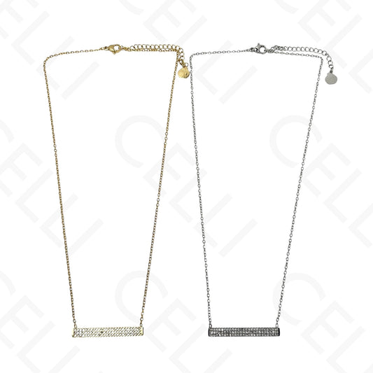 Collar de acero - cuadrado con nácar