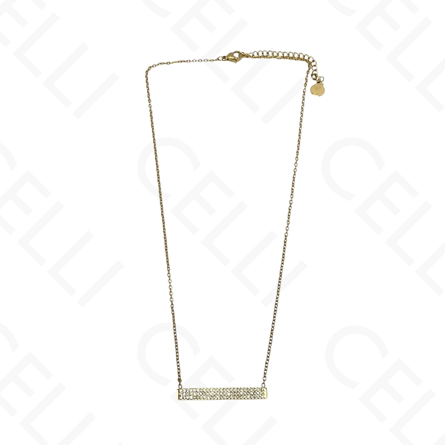 钢制项链 - 带母贝的方形