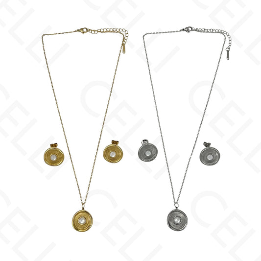 钢制耳环 - 圆形太阳