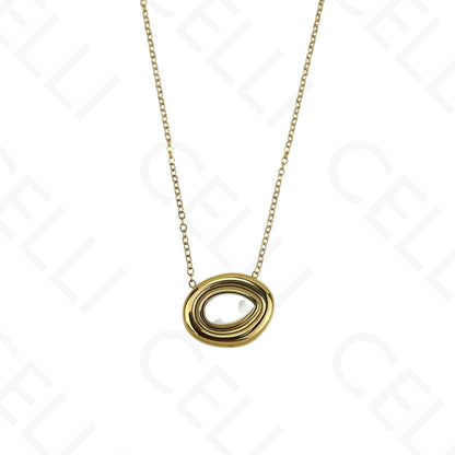 Colar/Brinco de aço - oval