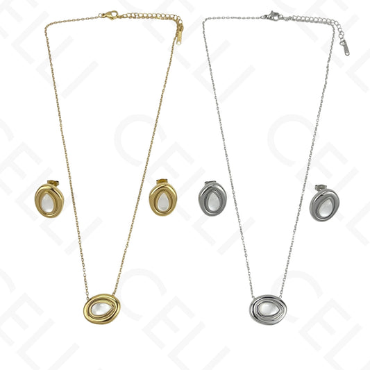 钢制耳环 - 椭圆形