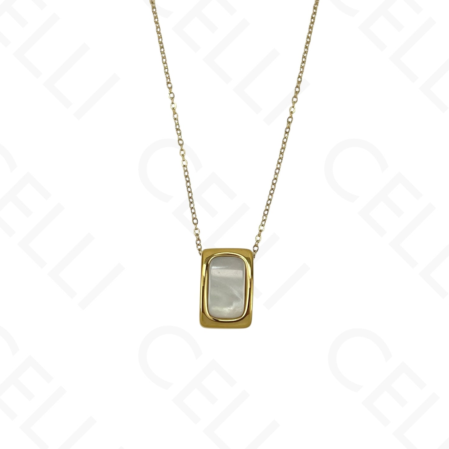 Colar/Brinco de aço - rectangular