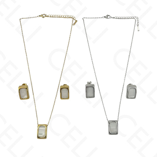 钢制耳环 - 矩形